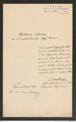 k.k. naturhistorisches Hofmuseum, Intendanzakten 1885-1896 (Hauer), Aktenzahl Z.321/1891, Seite 1